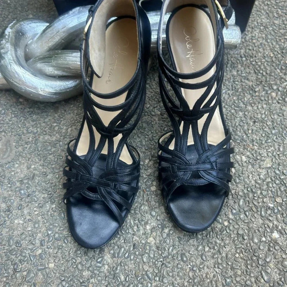 Cole Haan Black Leather Verona Strappy High Heel Sandals Size 10 - Picture 6 of 8